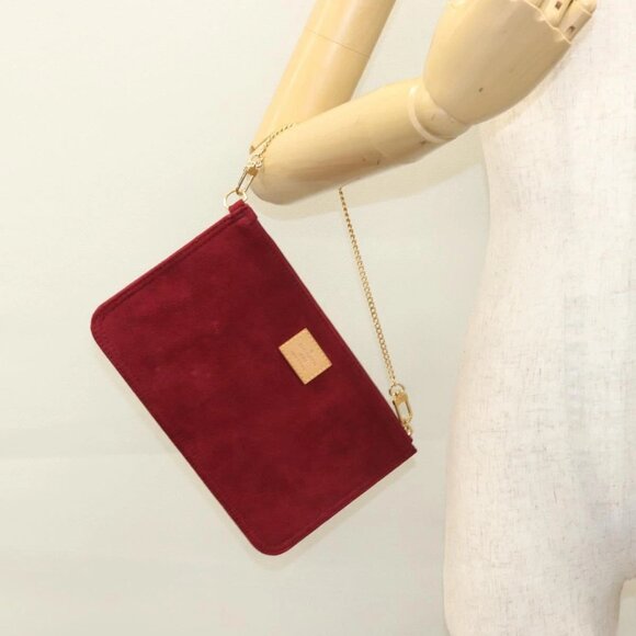 LOUIS VUITTON Aurelia GM Pouch Suede Red LV Auth 100246 - Picture 1 of 15